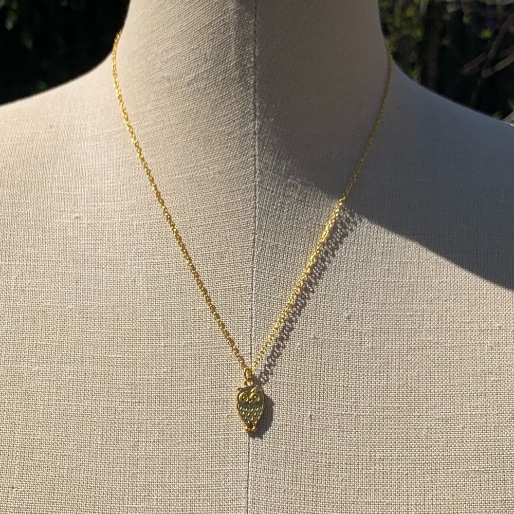 NWT Sterling Silver Plated Chain & Alloy Owl Charm Necklace - Picture 2 of 11